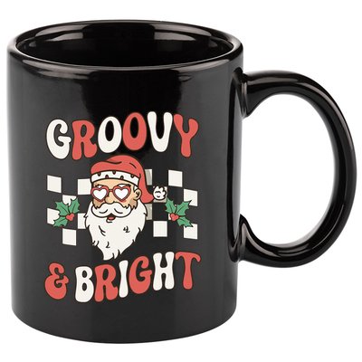 Groovy and Bright Christmas Santa Outfit 80s Retro Groovy 11oz C Handle Ceramic Mug