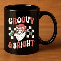 Groovy and Bright Christmas Santa Outfit 80s Retro Groovy 11oz C Handle Ceramic Mug