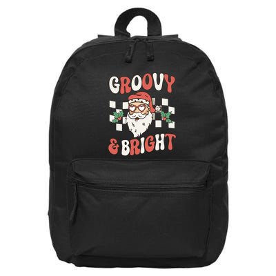 Groovy and Bright Christmas Santa Outfit 80s Retro Groovy 16 in Basic Backpack