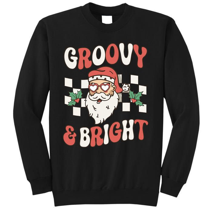 Groovy and Bright Christmas Santa Outfit 80s Retro Groovy Tall Sweatshirt