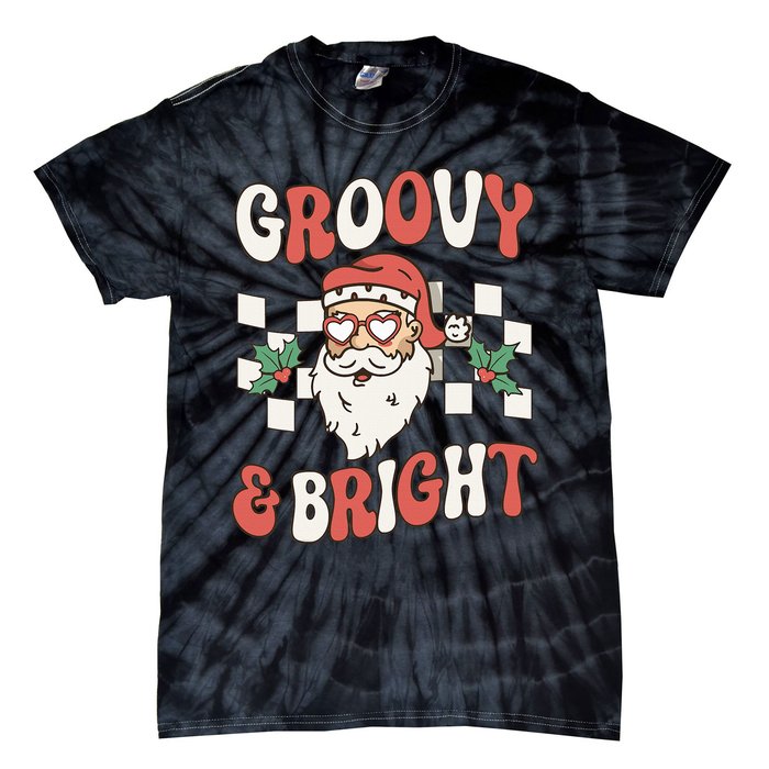 Groovy and Bright Christmas Santa Outfit 80s Retro Groovy Tie-Dye T-Shirt