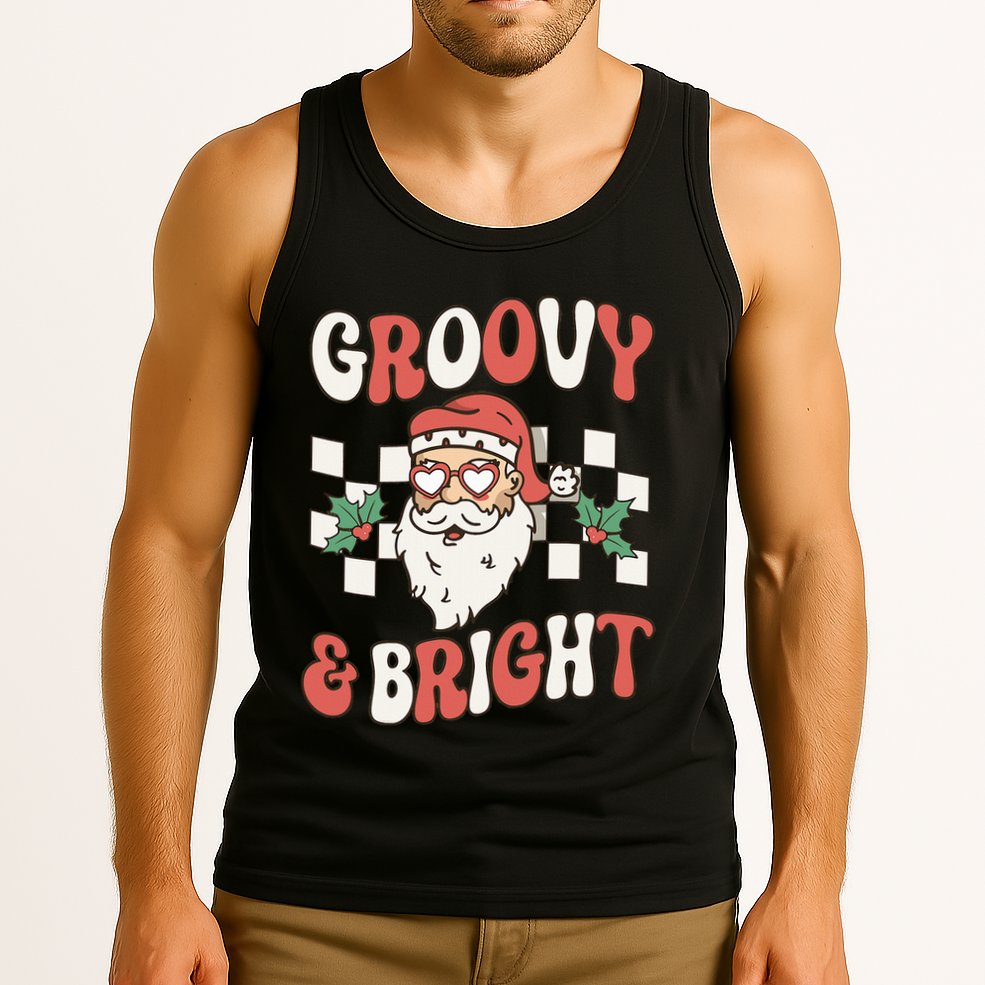 Groovy and Bright Christmas Santa Outfit 80s Retro Groovy Tank Top