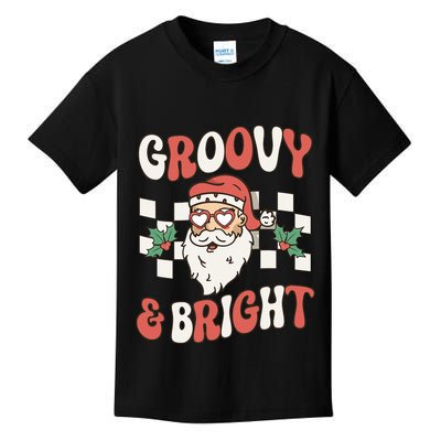 Groovy and Bright Christmas Santa Outfit 80s Retro Groovy Kids T-Shirt