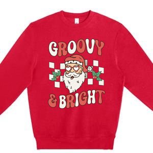 Groovy and Bright Christmas Santa Outfit 80s Retro Groovy Premium Crewneck Sweatshirt