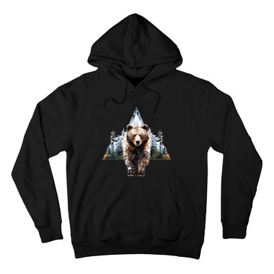 Grizzly Animal Bear In A Triangle Forest Hoodie