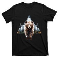 Grizzly Animal Bear In A Triangle Forest T-Shirt