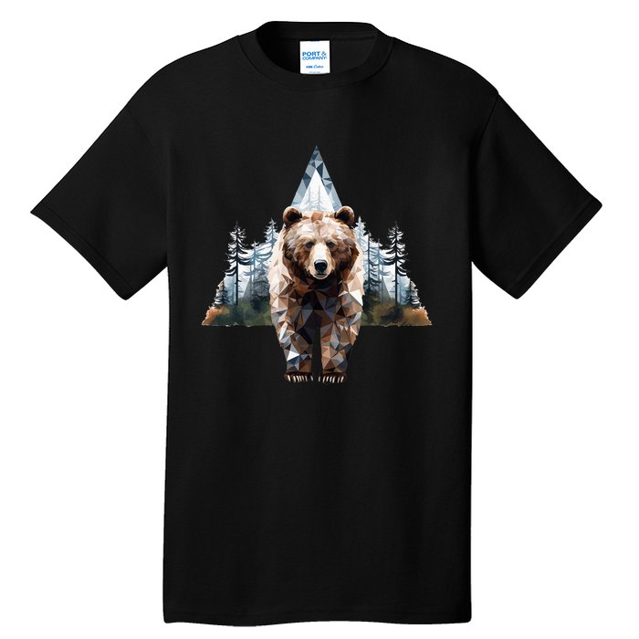 Grizzly Animal Bear In A Triangle Forest Tall T-Shirt