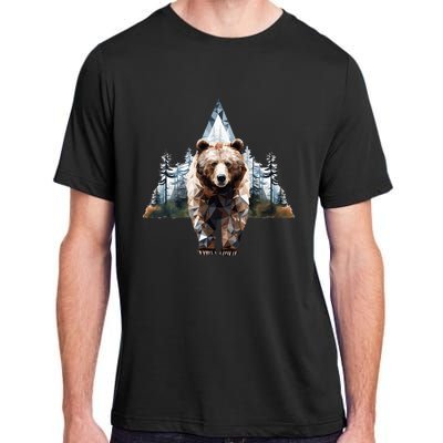 Grizzly Animal Bear In A Triangle Forest Adult ChromaSoft Performance T-Shirt