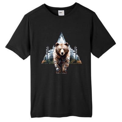 Grizzly Animal Bear In A Triangle Forest Tall Fusion ChromaSoft Performance T-Shirt