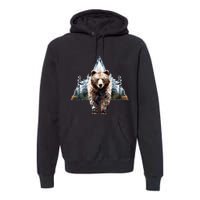 Grizzly Animal Bear In A Triangle Forest Premium Hoodie