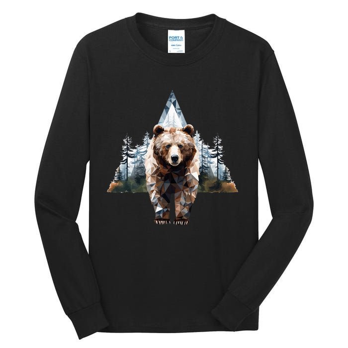 Grizzly Animal Bear In A Triangle Forest Tall Long Sleeve T-Shirt