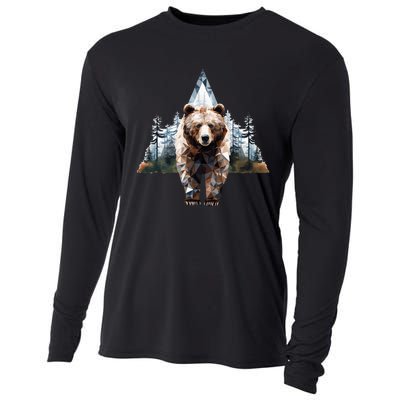 Grizzly Animal Bear In A Triangle Forest Cooling Performance Long Sleeve Crew