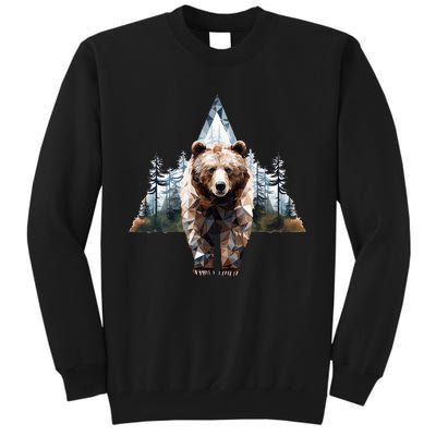 Grizzly Animal Bear In A Triangle Forest Tall Sweatshirt