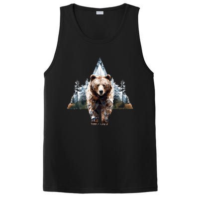 Grizzly Animal Bear In A Triangle Forest PosiCharge Competitor Tank