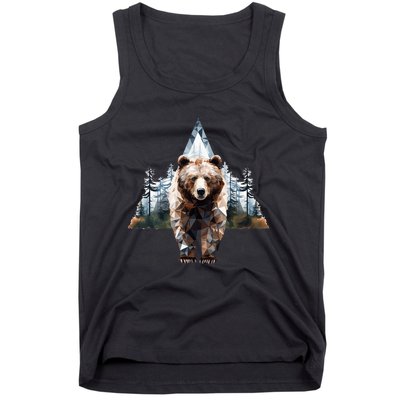 Grizzly Animal Bear In A Triangle Forest Tank Top