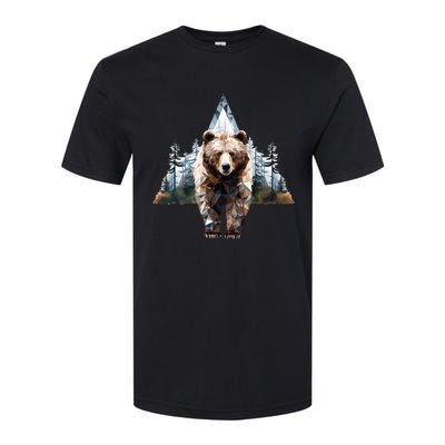 Grizzly Animal Bear In A Triangle Forest Softstyle CVC T-Shirt