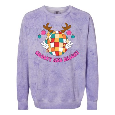 Groovy And Bright Disco Christmas Reindeer Colorblast Crewneck Sweatshirt