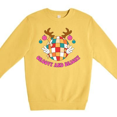 Groovy And Bright Disco Christmas Reindeer Premium Crewneck Sweatshirt