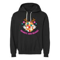 Groovy And Bright Disco Christmas Reindeer Garment-Dyed Fleece Hoodie