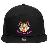 Groovy And Bright Disco Christmas Reindeer 7 Panel Mesh Trucker Snapback Hat