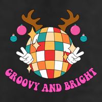 Groovy And Bright Disco Christmas Reindeer 7 Panel Mesh Trucker Snapback Hat