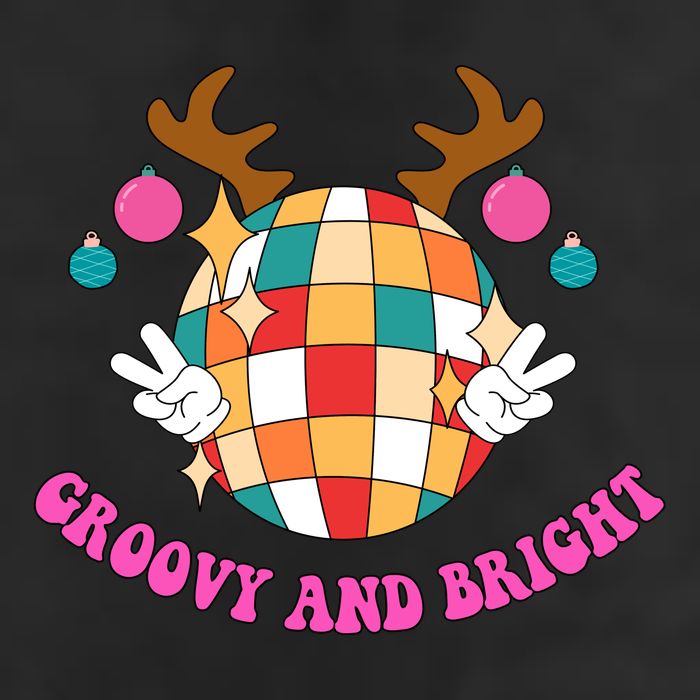 Groovy And Bright Disco Christmas Reindeer 7 Panel Mesh Trucker Snapback Hat