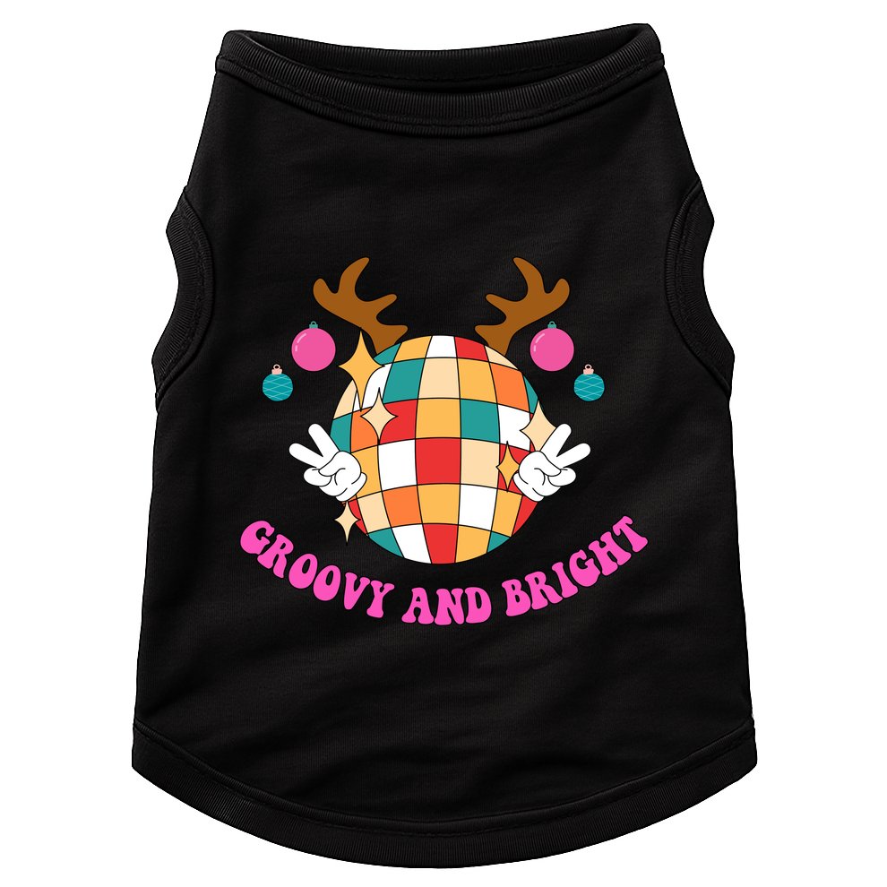 Groovy And Bright Disco Christmas Reindeer Doggie Tank