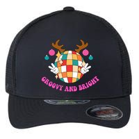 Groovy And Bright Disco Christmas Reindeer Flexfit Unipanel Trucker Cap
