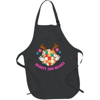 Groovy And Bright Disco Christmas Reindeer Full-Length Apron With Pockets
