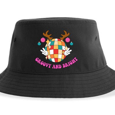 Groovy And Bright Disco Christmas Reindeer Sustainable Bucket Hat