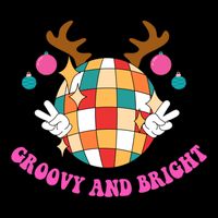 Groovy And Bright Disco Christmas Reindeer 7-Panel Snapback Hat