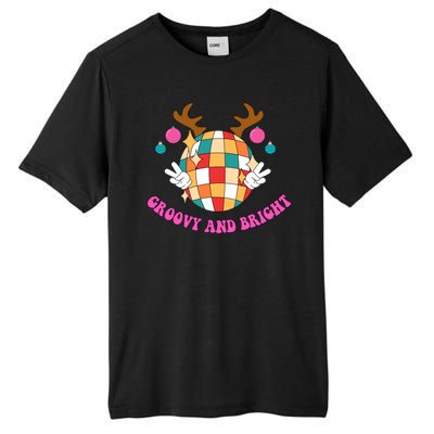 Groovy And Bright Disco Christmas Reindeer Tall Fusion ChromaSoft Performance T-Shirt