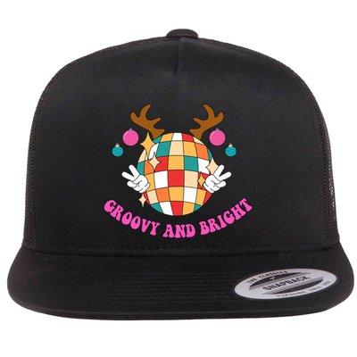 Groovy And Bright Disco Christmas Reindeer Flatbill Hat