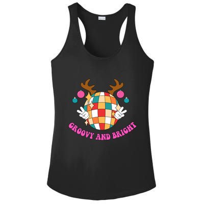 Groovy And Bright Disco Christmas Reindeer Ladies PosiCharge Competitor Racerback Tank