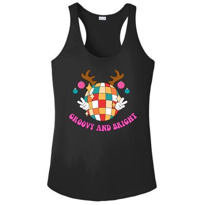 Groovy And Bright Disco Christmas Reindeer Ladies PosiCharge Competitor Racerback Tank