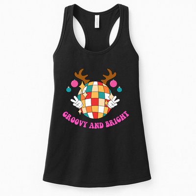 Groovy And Bright Disco Christmas Reindeer Womens Tank Top