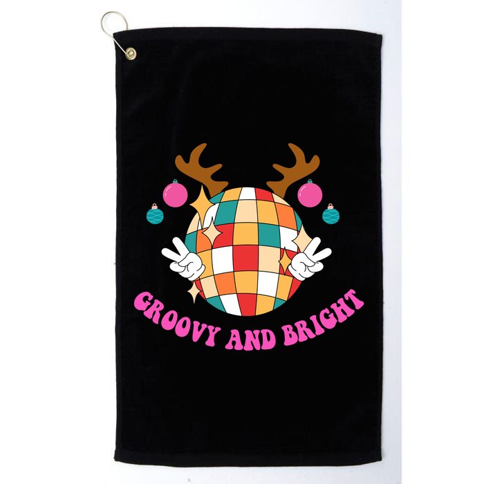 Groovy And Bright Disco Christmas Reindeer Golf Towel