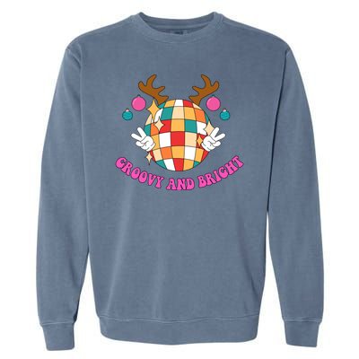 Groovy And Bright Disco Christmas Reindeer Garment-Dyed Sweatshirt