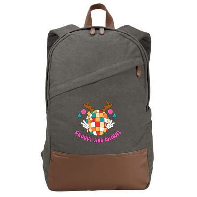 Groovy And Bright Disco Christmas Reindeer Cotton Canvas Backpack