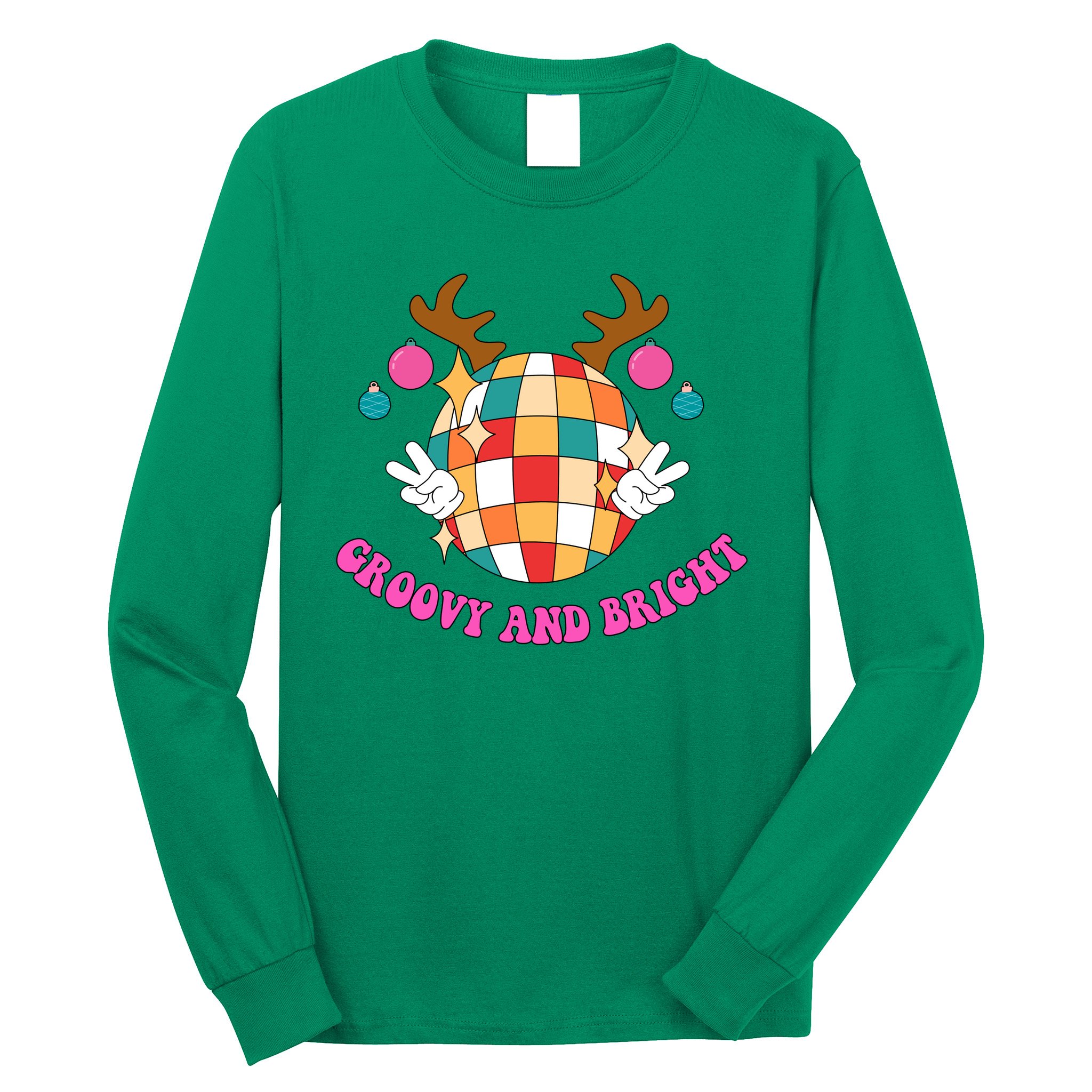 Groovy And Bright Disco Christmas Reindeer Long Sleeve Shirt