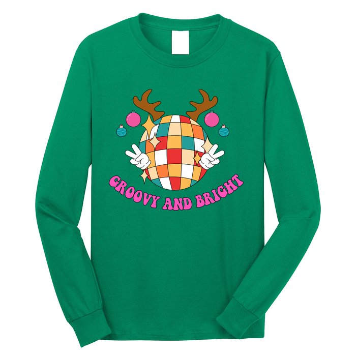Groovy And Bright Disco Christmas Reindeer Long Sleeve Shirt