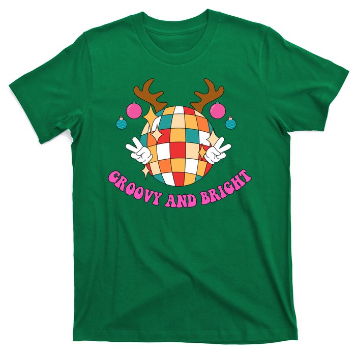 Groovy And Bright Disco Christmas Reindeer T-Shirt