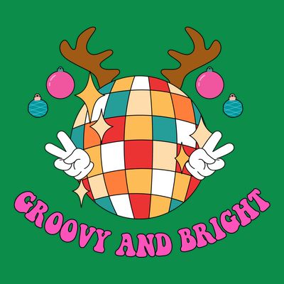 Groovy And Bright Disco Christmas Reindeer T-Shirt
