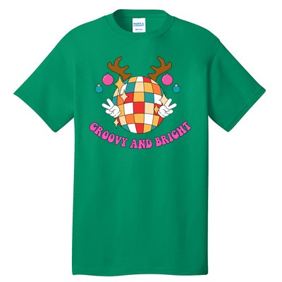 Groovy And Bright Disco Christmas Reindeer Tall T-Shirt