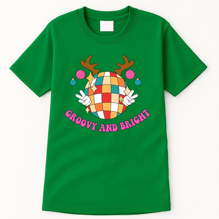 Groovy And Bright Disco Christmas Reindeer Tall T-Shirt