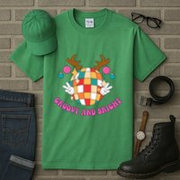 Groovy And Bright Disco Christmas Reindeer Tall T-Shirt