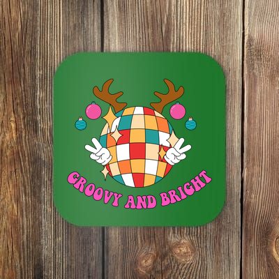 Groovy And Bright Disco Christmas Reindeer Coaster