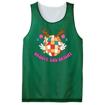 Groovy And Bright Disco Christmas Reindeer Mesh Reversible Basketball Jersey Tank