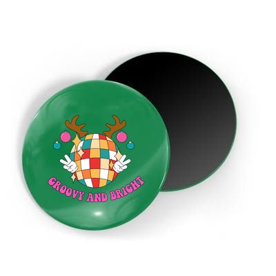 Groovy And Bright Disco Christmas Reindeer Magnet