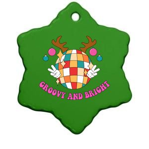 Groovy And Bright Disco Christmas Reindeer Ceramic Star Ornament